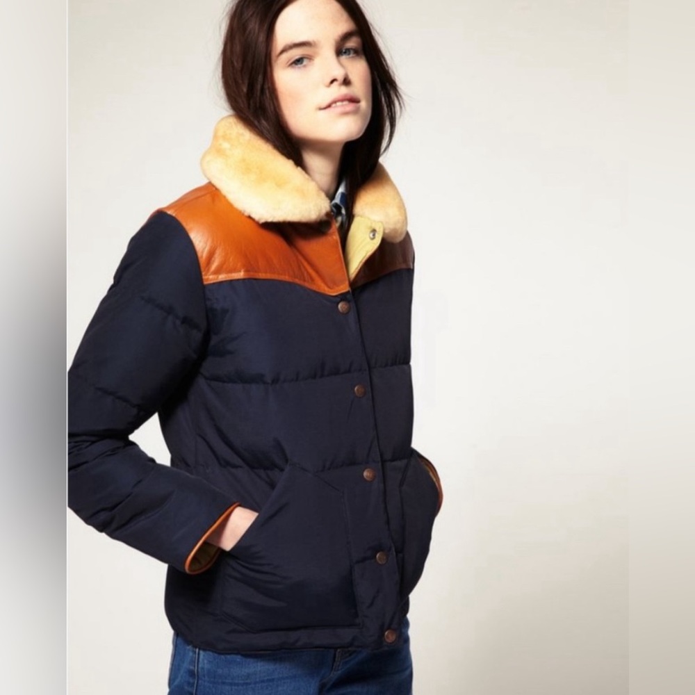 Penfield Navy and Brown Puffer Jacket